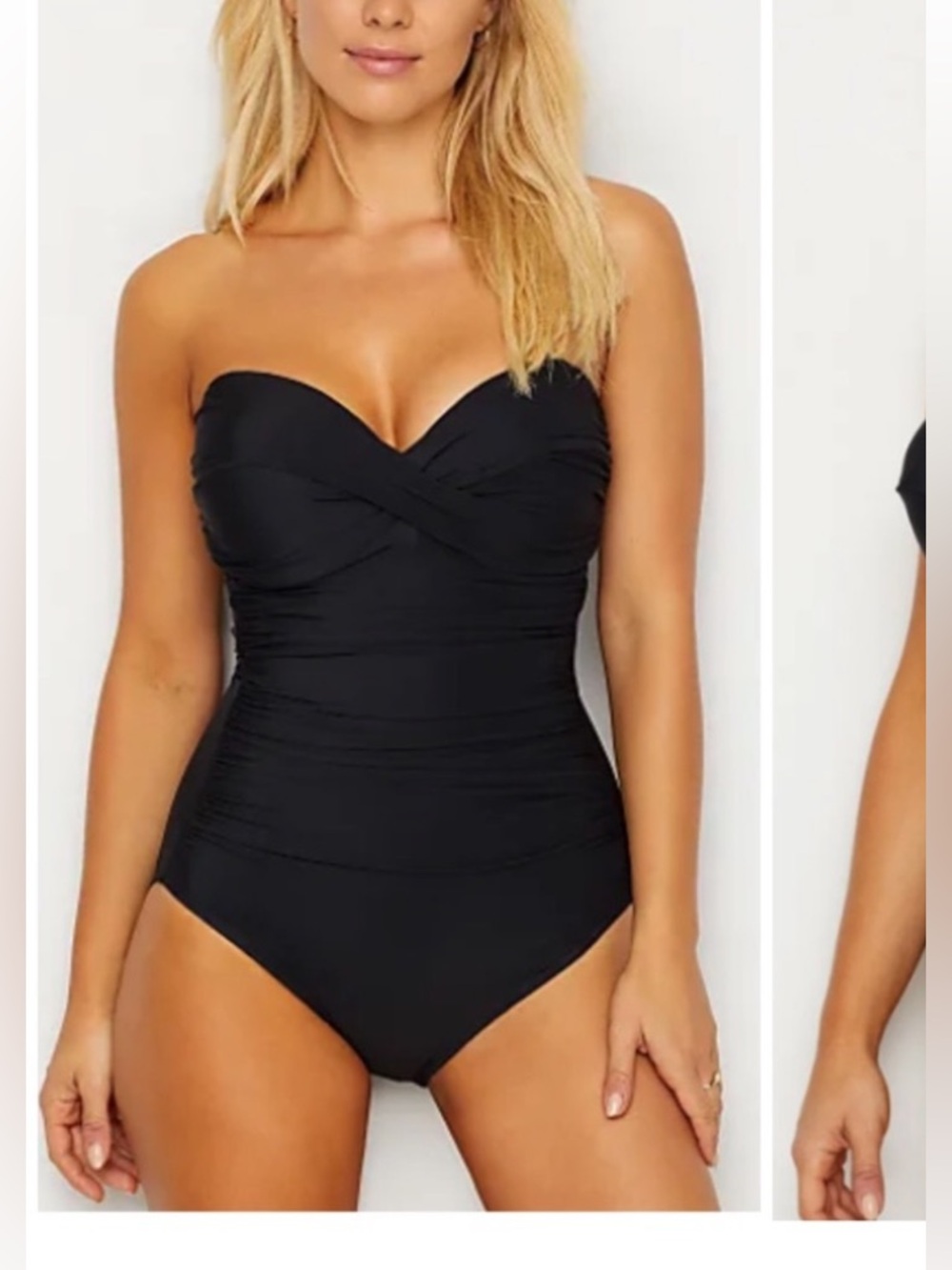 Miraclesuit sz 8 Madrid rock solid Black Bandeau One-Piece Swimsuit bathing suit